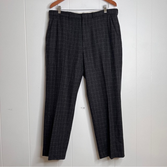 Ralph Lauren Polo Golf Wool Dark Gray Window Pane Check Flat Front Pants 36x30 - Picture 1 of 8